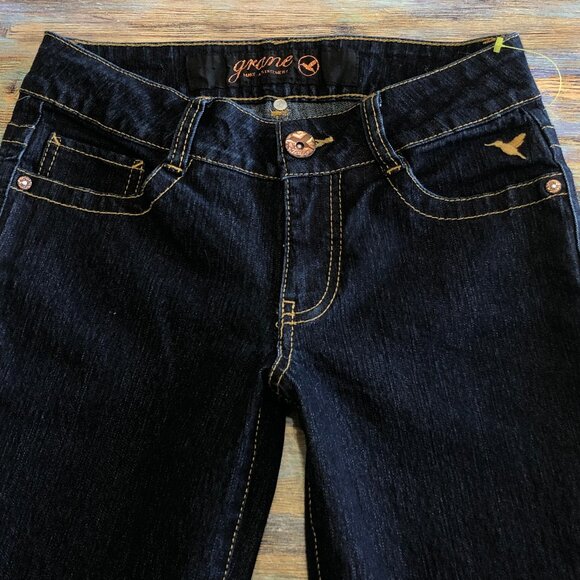 Grane Jeans Make a Statement Low Rise Flare Dark Wash Blue Womens Size 0 Junior - Picture 6 of 16